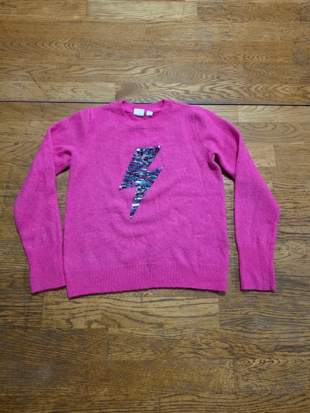 GAP Kids Hot Pink Sequin Lightning Bolt Crewneck Sweater